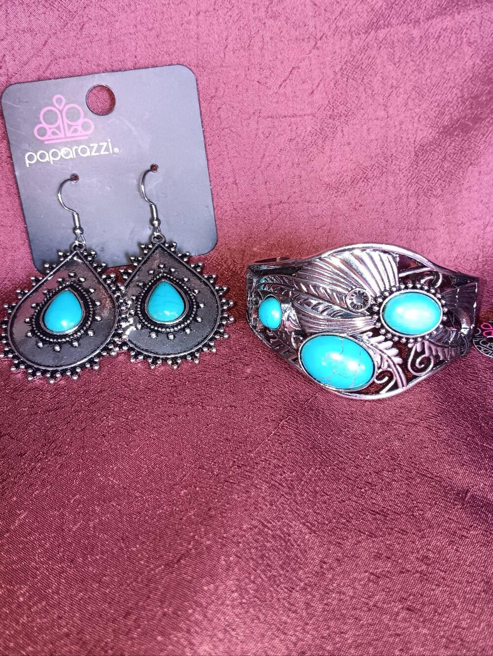 Paparazzi Southwestern Wide Cuff Bracelet Earring Set